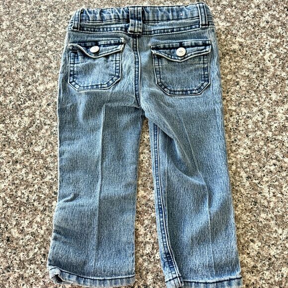 Beverly Hills Polo Club Pony Girls Size 5 Designer Blue Jean Pants Pink Buttons - Picture 6 of 16